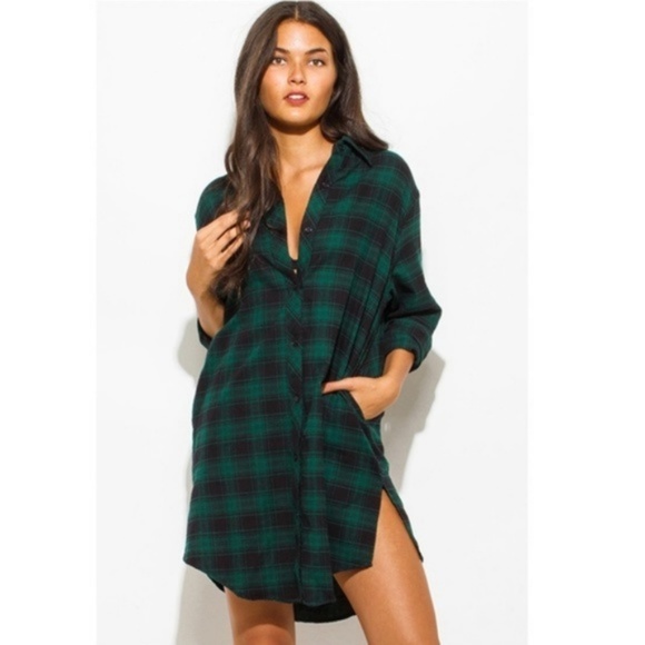 LAST 1!  NWT Green Plaid Flannel Tunic/Dress - Picture 5 of 6